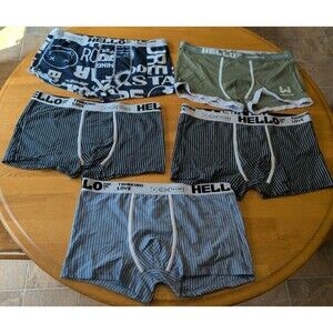 (5 Pcs) Hello Thanking Life! Men's Underwear Hello Boxer Briefs 3XL Cotton!